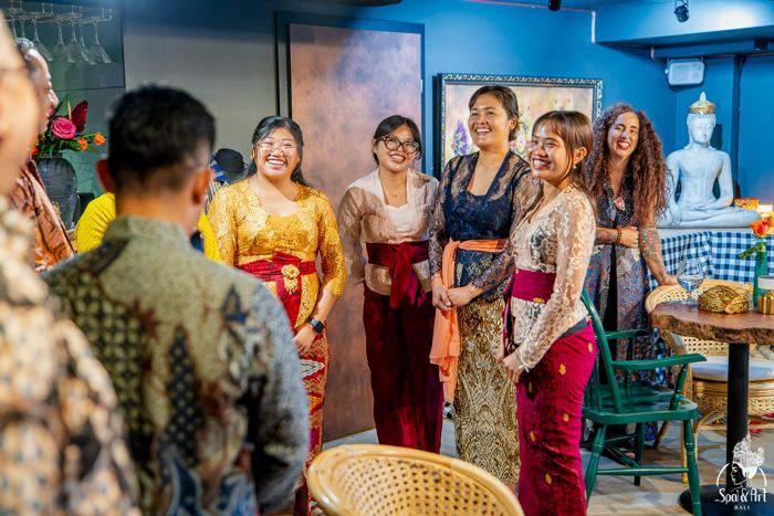 The team in traditional dress